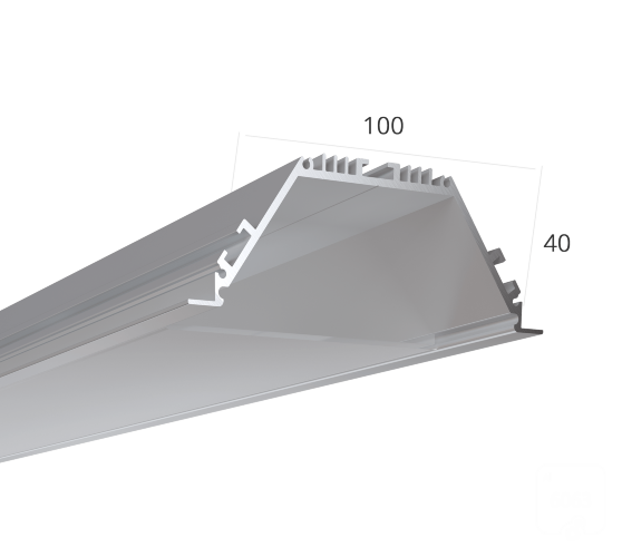 Алюминиевый LED профиль LINE 10040 IN RAW LT70 (с экраном) — 3000мм - фото 1