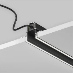 Шинопровод магнитный встраиваемый под ГКЛ 12,5 мм с каналом под светодиодную ленту (Черный) TRX034LS-222B