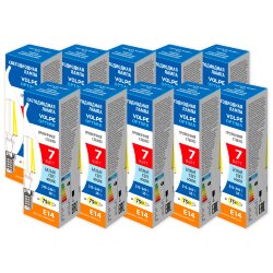 LED-CW35-7W-4000K-E14-CL-SLF SET10 Лампа светодиодная, Форма свеча на ветру, прозрачная, Серия Optima Филамент, Белый свет 4000К, Упаковка 10 штук