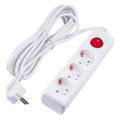 S-GCU3-5B WHITE Удлинитель серии Ultra, шнур 5м., 3 гнезда, 16A, с-з, Белый, TM Uniel - фото 1
