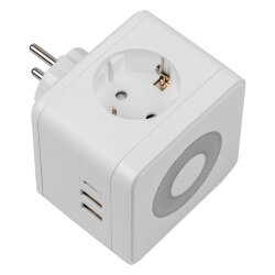 S-GES2-16SBUC WHITE Разветвитель сетевой с выключателем, с-з, 2 гнезда, 2USB+1TYPE C, 16А, 3500Вт, Белый