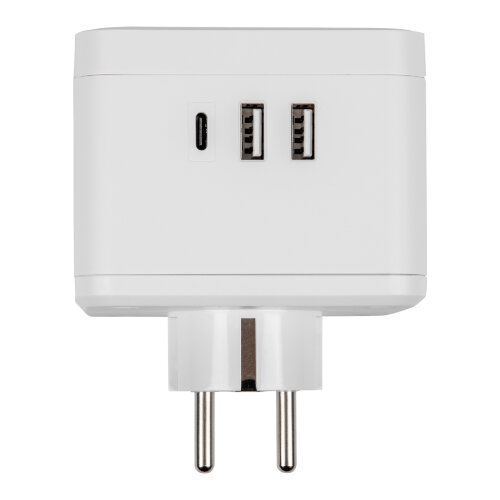 S-GES2-16SBUC WHITE Разветвитель сетевой с выключателем, с-з, 2 гнезда, 2USB+1TYPE C, 16А, 3500Вт, Белый - фото 6