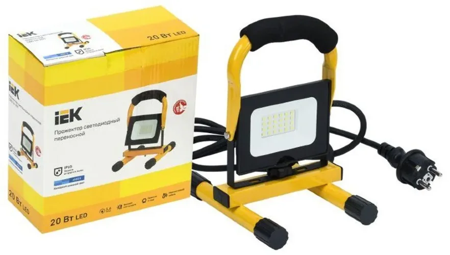 Прожектор светодиодный СДО 06-20П 6500К IP65 переносной черн. IEK LPDO603-020-65-K02 - фото