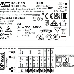 VS 44W DALI2/DIP 700-1050мА 9-52V ECXd 1050.636 DIP-переключатель 97x43x30мм - драйвер для светодиодов Vossloh-Schwabe