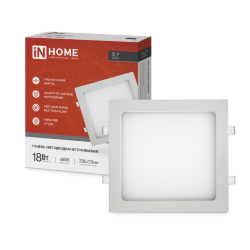 Панель светодиодная встраиваемая квадратная SLP 18Вт 230В 4000К 1260Лм 220мм белая IP40 IN HOME