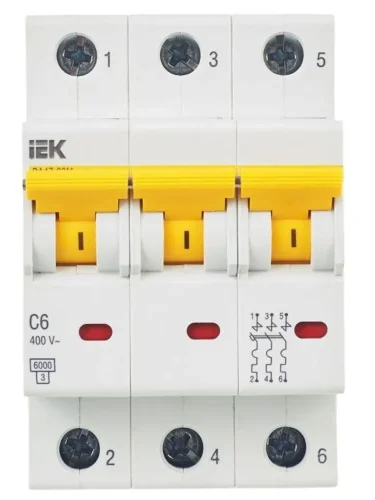 Выключатель автоматический модульный 3п C 6А 6кА ВА47-60M KARAT IEK MVA31-3-006-C - фото 3