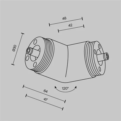 Угловой коннектор 120° для системы Shelf без ввода питания (Черный) - фото 5