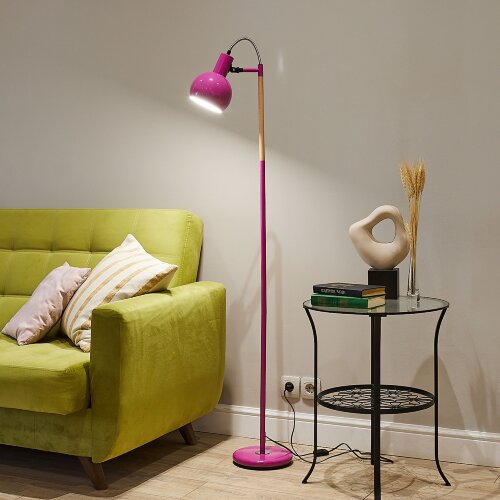 UML-T702 E14 PINK Торшер напольный под лампу Е14, 60W, с регулировкой наклона, Механический выключатель, Розовый - фото 8