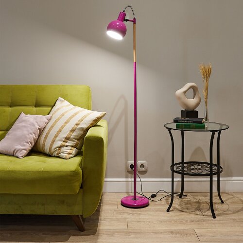 UML-T702 E14 PINK Торшер напольный под лампу Е14, 60W, с регулировкой наклона, Механический выключатель, Розовый - фото 9