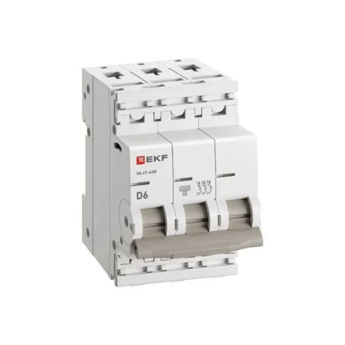 Выключатель автоматический 3п D 6А 4.5кА ВА 47-63N PROxima EKF M634306D - фото 2