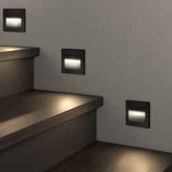 Светильник встраиваемый в стену, IP 20, LED 3000, 1 Вт, черный пластик, Denkirs DK3050-BK