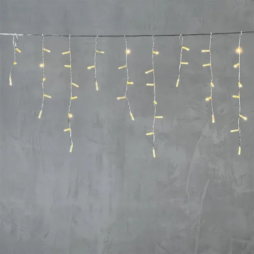 Гирлянда Бахрома с Колпачком 3,1 x 0,5 м Тепло-Белая 220В, 120 LED, Провод Прозрачный ПВХ, IP65. Фото 6.