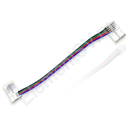 Коннектор соединительный 10mm RGB с проводами - фото.