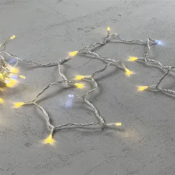 Гирлянда Нить 10м Золотой с Мерцанием Белого Диода 220В, 100 LED, Провод Прозрачный ПВХ, IP54