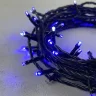 Гирлянда Нить 10м Синяя с Мерцанием Белого Диода 24В, 100 LED, Провод Черный ПВХ, IP54. Фото 2.