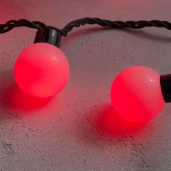 Гирлянда «Шарики» 5м Красная 220В, Диаметр Шарика 40мм, 20 LED, Провод Черный Каучук, IP65
