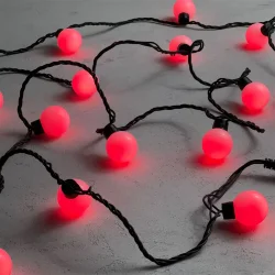 Гирлянда «Шарики» 5м Красная 220В, Диаметр Шарика 40мм, 20 LED, Провод Черный Каучук, IP65