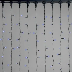 Гирлянда Занавес 1 x 6 м Синий 220В, 600 LED, Провод Черный ПВХ, IP54