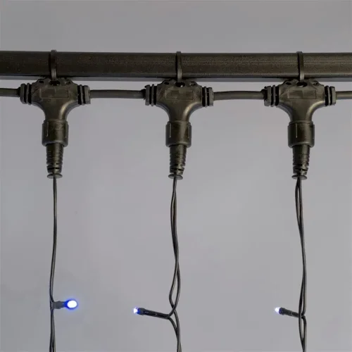 Гирлянда Занавес 1 x 6 м Синий 220В, 600 LED, Провод Черный ПВХ, IP54. Фото 2.