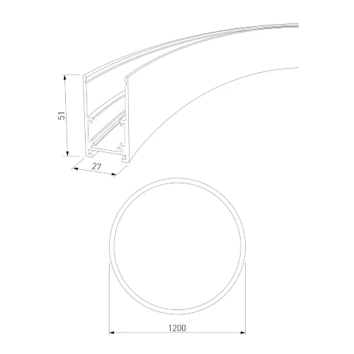 Slim Magnetic Накладной радиусный шинопровод черный ⌀ 1200мм 85161/00 85161/00 - фото 3