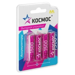 Аккумулятор AA/R6 1500мА.ч NI-MN BP-4 (блист.4шт) КОСМОС KOCR6NIMH1500mAh4BL