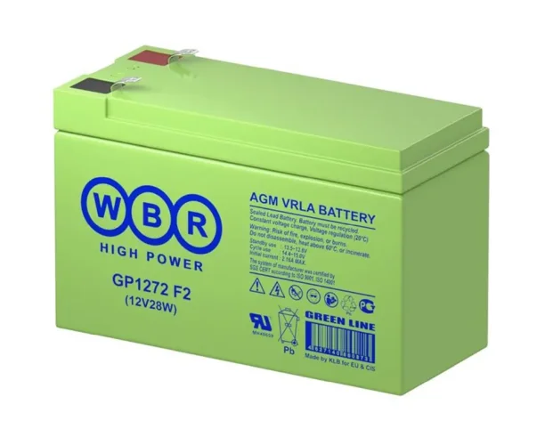 Аккумулятор 12В 7.2А.ч WBR GP1272 F2 (12V28W) WBR - фото