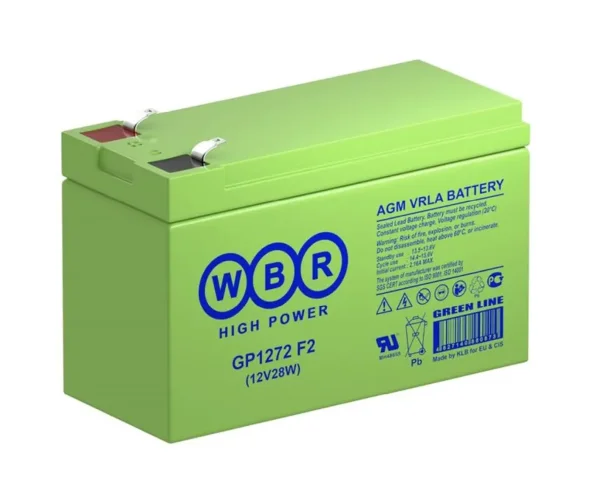 Аккумулятор 12В 7.2А.ч WBR GP1272 F2 (12V28W) WBR - фото 2