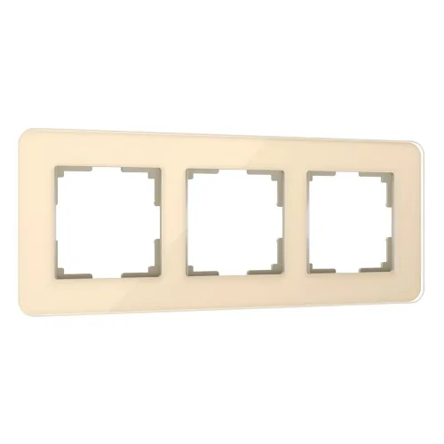 Рамка из стекла на 3 поста Elite айвори W0032443 - фото