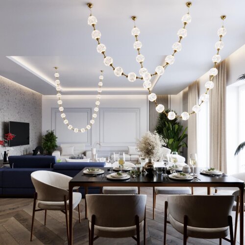 Подвес-бусы «ODEON LIGHT» 5008/80L, серия: CRYSTAL (крепление на основание; встраиваемый). Фото 2.