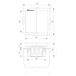 Выключатель двухклавишный (графит рифленый) W1120004