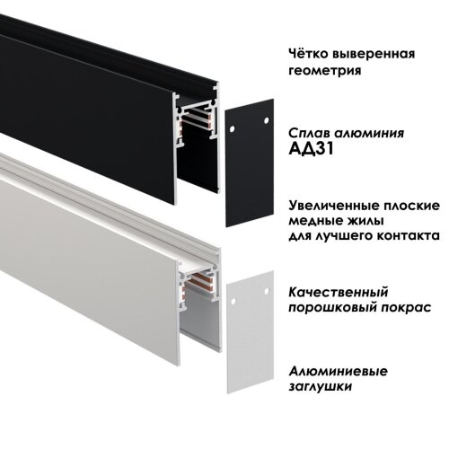 Низковольтный шинопровод 2м «Novotech» 135155, серия: FLUM. Фото 2.