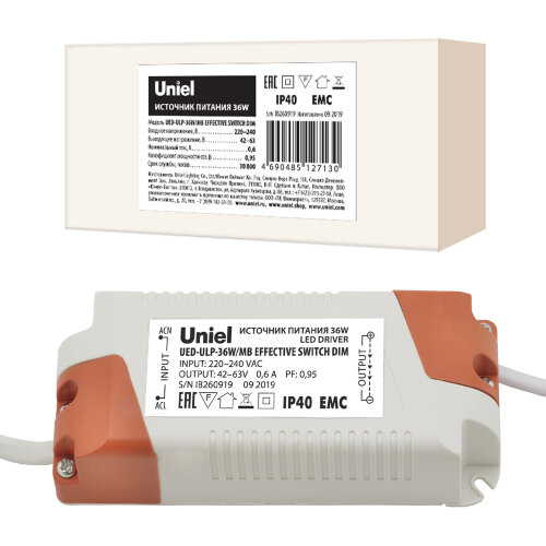 UED-ULP-36W-MB EFFECTIVE SWITCH DIM Блок питания диммируемый для светодиодных панелей ULP-36W Effective, TM Uniel - фото 4