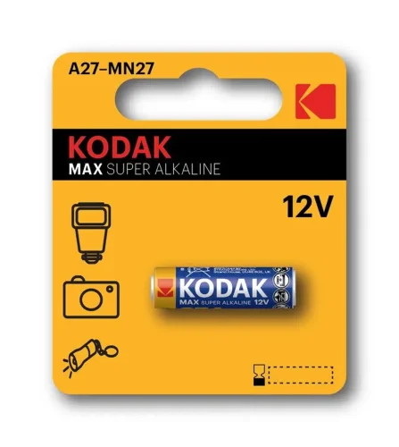 Элемент питания алкалиновый A27/MN27/8LR732 12В MAX SUPER Alkaline (блист. 1шт) KODAK Б0047482 - фото