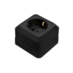 Розетка одинарная с заземлением BOLLETO черная накладная 7028B IN HOME