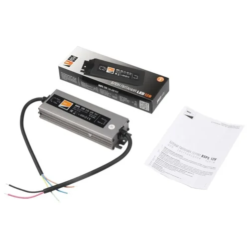 Блок питания для светодиодной ленты 60Вт 5А 12В IP67 BSPS влагозащ. метал. JazzWay 3329273A - фото 2