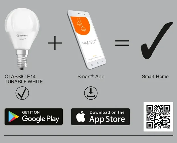 4.9W/2700K-6500K (=40W) E14 Classic P Dimm 470Lm 20000h d47x90mm - Светодиодная лампа с управлением по Wi-Fi LEDVANCE. Фото 6