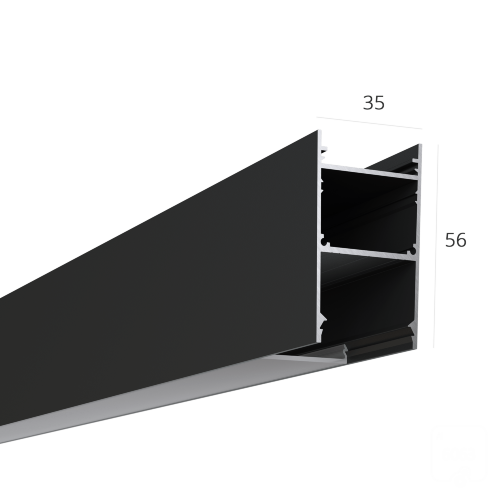 Алюминиевый LED профиль LINE 3556 ral9005 LT70 (с экраном) — 3000мм - фото 1