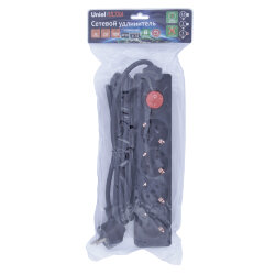 S-GCU4-3B BLACK Удлинитель серии Ultra, шнур 3м., 4 гнезда, 16A, с-з, Черный, TM Uniel