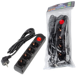 S-GCU4-3B BLACK Удлинитель серии Ultra, шнур 3м., 4 гнезда, 16A, с-з, Черный, TM Uniel