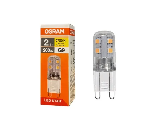 Лампа светодиодная 2W/2700K G9 220V | 200Lm d14x43 | - OSRAM. Фото 2