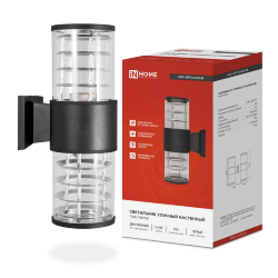 Светильник уличный настенный двусторонний НБУ ART-2хA60-BL алюминиевый черный IP54 IN HOME