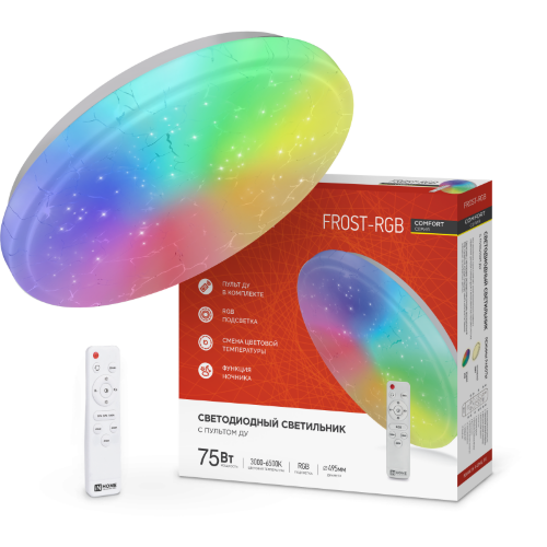Светильник светодиодный COMFORT FROST-RGB 75Вт 230В 3000-6500K 4400Лм 495x85мм с пультом дистанционного управления IN HOME - Фото 2