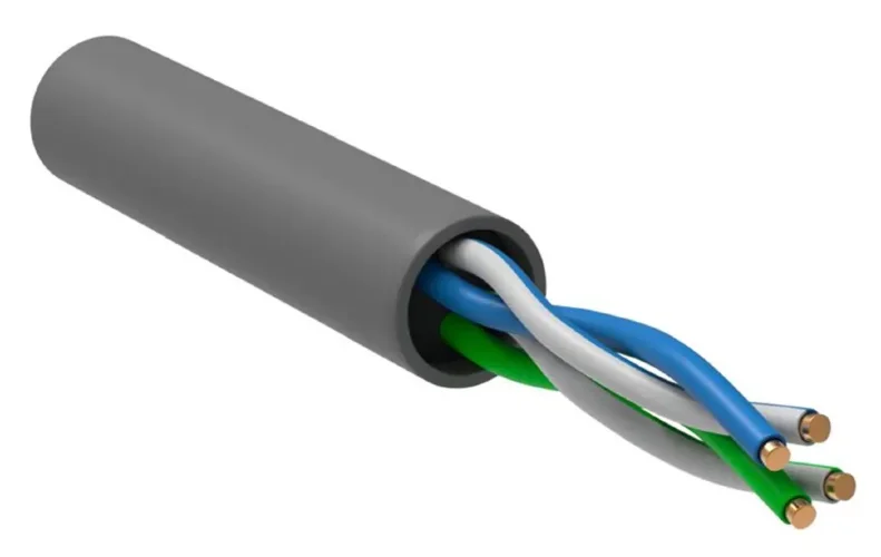 Кабель витая пара U/UTP кат.5E 2х2х24AWG solid CCA PVC сер. (м) GENERICA BC1-C5E02-111-305-G - фото