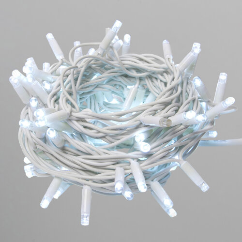 ULD-F90PRO S10M-100-SWK WH Гирлянда светодиодная, 10м, без вилки, Статическое свечение, Соединяемая, 100 светодиодов, Белый свет 6000K, IP67, Провод белый - фото 1