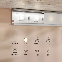 Светодиодная лента Base 24В 5050 14,4Вт/м 4000K 5м IP 20 201190 (Белый)