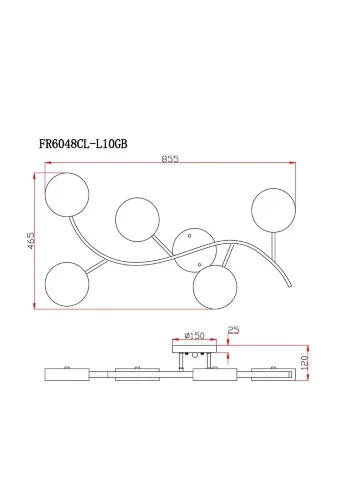 Потолочный светильник FR6048CL-L10GB Тибо / Tibo 10 Вт LED (Черный с Золотом) FR6048CL-L10GB - фото 4