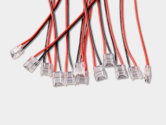 'Пластиковый коннектор двусторонний для светодиодной ленты 8 мм, с проводом, CN-8MM-2P-BWB-SC. Фото 2