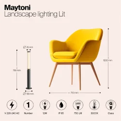 Ландшафтный светильник Свет / Lit 3000K 12Вт IP 65 (Графит) O593FL-L12GF3K