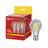 Лампа светодиодная LED-A60-deco 4PACK 15Вт 230В Е27 3000К 1480Лм (4шт./упак) прозрачная IN HOME - Фото