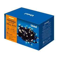 ULD-S1500-150-DBA WARM WHITE IP67 Гирлянда светодиодная, 15м, 150 светодиодов, Теплый белый свет, Провод черный
